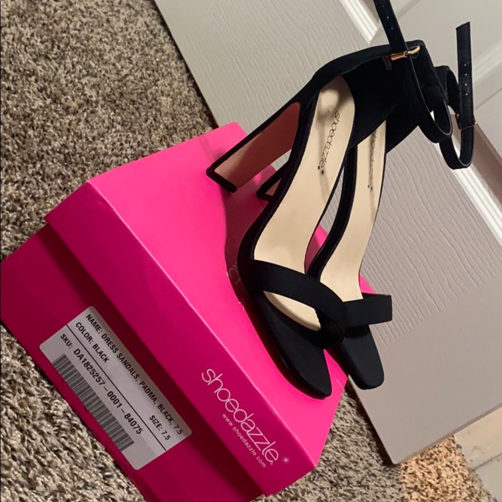 Size 7.5 strap black heel